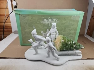 Dept 56 Holiday Silhouettes Bringing The Holidays Home porcelana blanca - Imagen 1 de 6