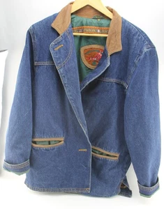 Outback Red Casual Leather Games Denim and Leather Jacket Size Small  - Picture 1 of 3