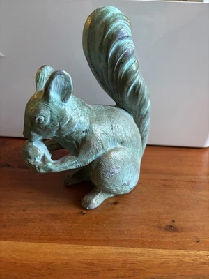Vintage Sculpture Painted Bronze Squirrel With Nut Amazing Condtion - Image 1 of 4