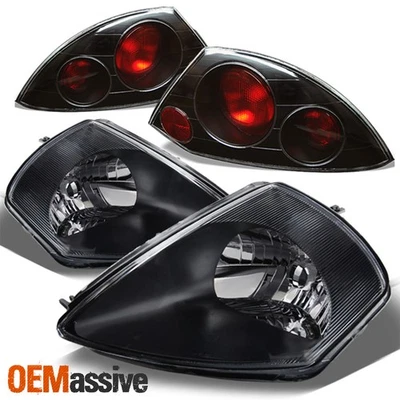 Se adapta a 00-02 Eclipse bisel negro faros repuesto + luces traseras negras lámparas Foto 1 de 4