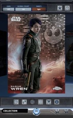 Star Wars Card Trader Topps Chrome 2025 Sabine Wren Blue Pulsar Epic - Image 1 of 2