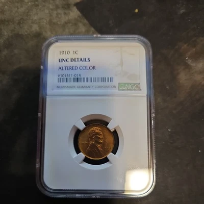 1910 Lincoln cent graded by NGC UNC details  - Image 1 of 4