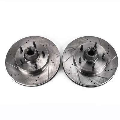 PowerStop Evolution Drilled Slotted Rotors Pair Front For Ford E-150 Club Wagon - Imagem 1 de 3