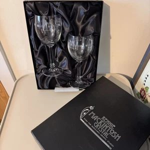 Glencairn Crystal Charles Rennie Mackintosh 2 Wine Goblets Boxed - Picture 1 of 5
