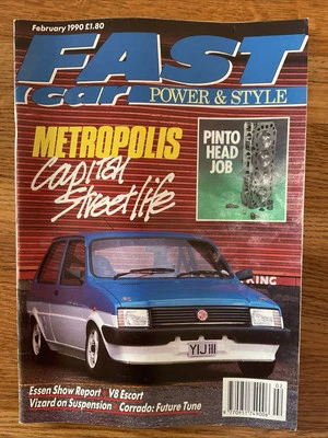 Fast Car February 1990. Fiesta XR2 V8 Escort CVH Cortina Corrado 16v - Image 1 of 2