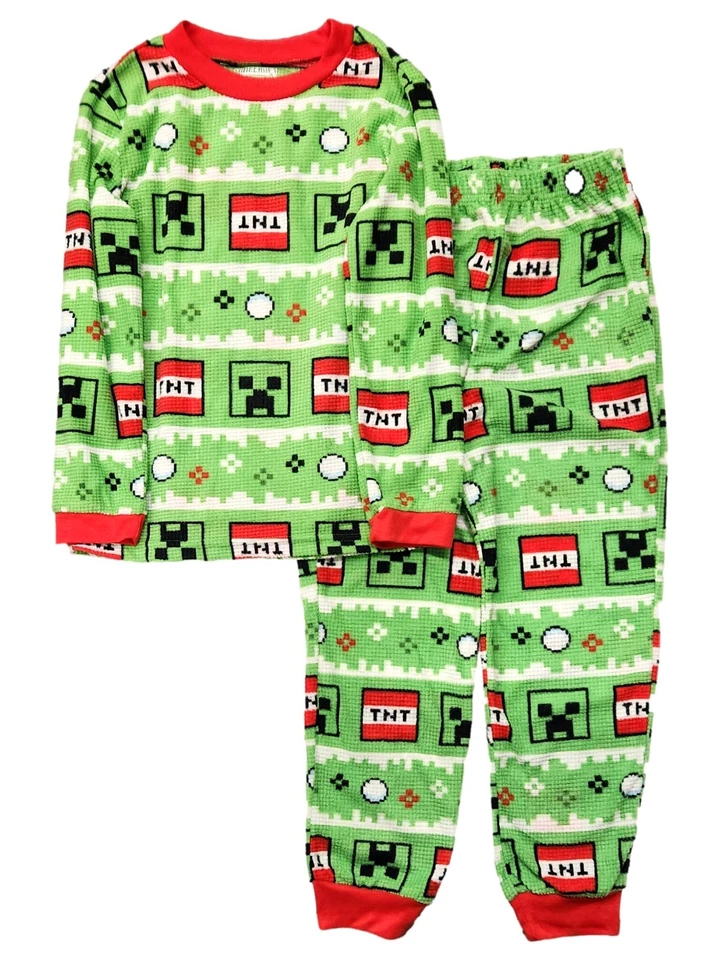 Minecraft Niños Ligero Verde Polar Gamer Pijama Set para Dormir Pequeño 6-7 Foto 1 de 1