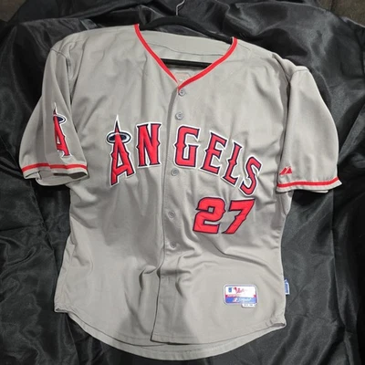 Majestic Cool Base Angels #27 Mike Trout MLB Baseball Gray Jersey  Size 48 - Image 1 of 4