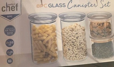 Mordern Chef 8 Piece Glass Canister Set - Image 1 of 2