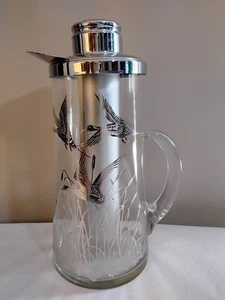 VINTAGE MCM SILVER OVERLAY MALLARD DUCK PITCHER WITH METAL ICE INSERT GREAT COND - Picture 1 of 9