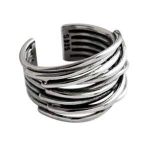 925 Sterlingsilber mehrschichtiger verstellbarer Ring) Retro-Daumenring) Statement) - Bild 1 von 5