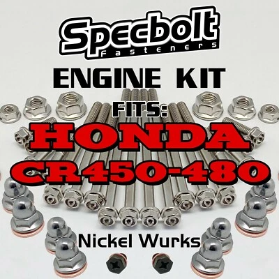 Kit de pernos de motor CR450R CR480R para Honda CR 450 480 Specbolt Nickel Wurks Ti look Foto 1 de 4