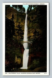 Columbia River Highway OR-Oregon, Multnomah Falls Vintage Souvenir Postcard - Picture 1 of 4