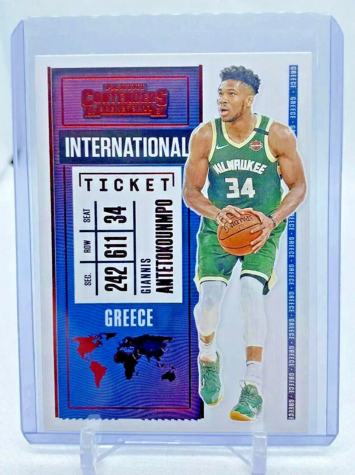 2020-21 Panini Contenders International Ticket Giannis Antetokounmpo Red Foil - Image 1 of 2