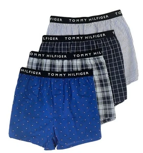 TOMMY HILFIGER MEN X4 - 20 OCEAN MEDIUM - 4 PACK SLIM FIT WOVEN BOXER UNDERWEAR - Picture 1 of 1