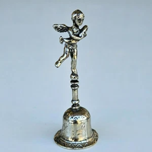 Antigua campana de querubín y pescado de plata de ley 800 - Imagen 1 de 10