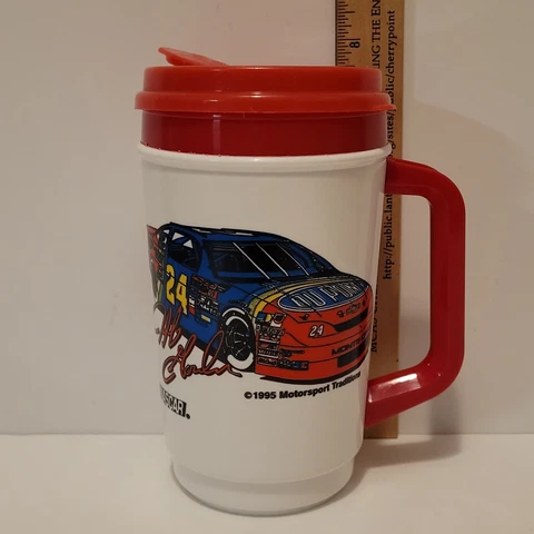 1995 Jeff Gordon DuPont Racing NASCAR Insulated Mug Thermos Jug 32oz Cover