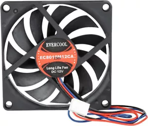 Evercool 80mm x 10mm 5V EC8010M12CA Computer Case Ball Bearing 3-Pin Fan - Picture 1 of 1
