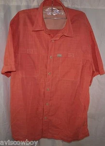 G.H. Camisa para hombre Bass Co. rosa salmón manga corta abotonada L - Imagen 1 de 3