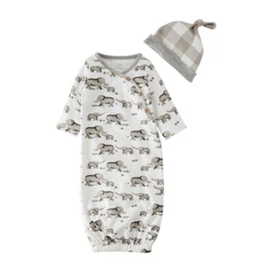 Mud Pie Unisex Baby Elephant Gown and Hat Set 0-3M - Picture 1 of 2