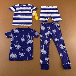 Carters Toddler Boy Size 4T Blue 4-Piece Palm Tree Snug Fit Cotton PJs NWT - Picture 1 of 6