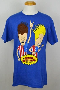 Beavis and Butt-Head T-Shirt MTV Animated Series Americana Graphic Tee Blue NWT - Picture 1 of 2
