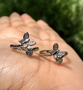 2 Stück 925 Sterling Silber + cz Zehenringe verstellbar, hochglanzpoliert, ve... - Bild 1 von 6