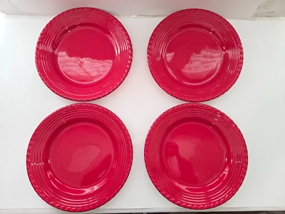 Juego de 4 platos de cena rojos "LUCCA" Z Gallery usados 11" Foto 1 de 4