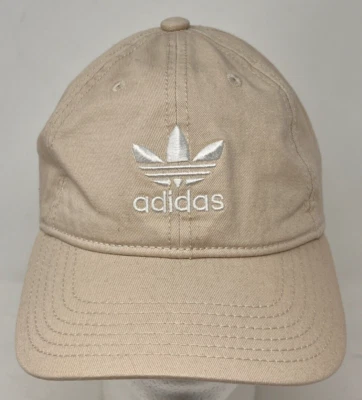 Adidas Adult Strapback Golf Hat Beige Cotton Baseball Tennis Logo Trucker Cap - Image 1 of 4