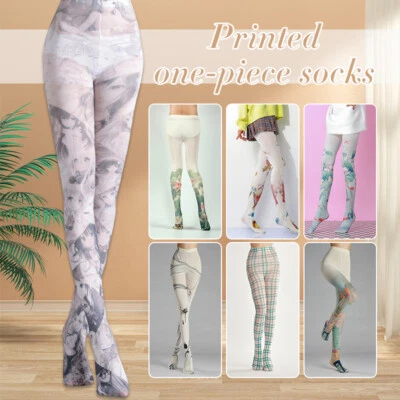 Pantimedias opacas Lolita de poliéster con estampado floral Harajuku para mujer Foto 1 de 4