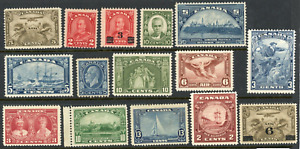 Canada 1928-1935 George 5th selection of 15 values MM/HM