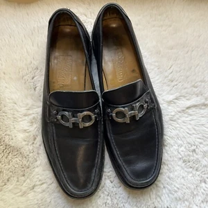 Salvatore Ferragamo Black Horsebit Buckle Loafers David Gancini Bit Size 10.5 D - Picture 1 of 11