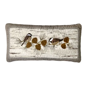 Donna Sharp Birch Forest Decorative Pillow Chickadee Cotton 11' x 22" Cozy Cabin - Picture 1 of 2