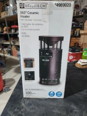 Utilitech 360' Ceramic Heater Ajustable Thermostat 1500watts 300sq  Indoor New - Image 1 of 4