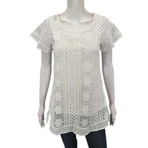 Kate and Mallory Womens Dressy Everyday Modern Top Medium Size White Blouse - Picture 1 of 10