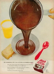 Jell-O 1954 pastel de pudín relleno chocolate vainilla vintage antiguo anuncio Buttersco - Imagen 1 de 8