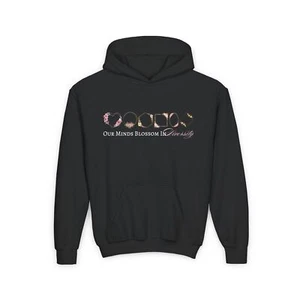 Sudadera con capucha juvenil Blossom in Diversity, aceptación de neurodiversidad, formas de flores - Imagen 1 de 5