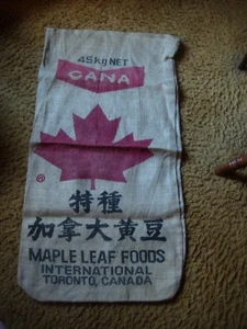 Saco de alimentación para arpillera Leaf Foods 45 kg caracteres chinos CANA Toronto Canadá - Imagen 1 de 1