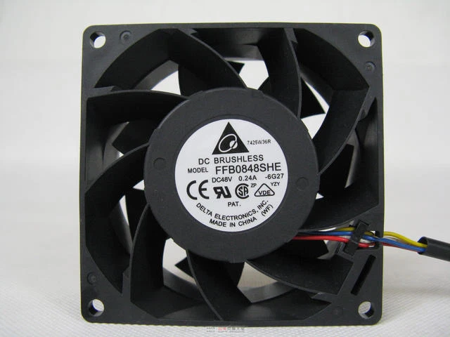 Delta FFB0848SHE Cooling Fan DC 48V 0.24A 80x80x38mm 4-Pin - Image 1 of 1