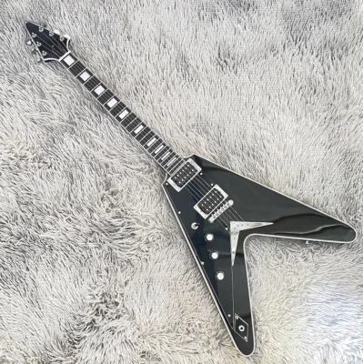 Flying V Left-handed Electric Guitar Black Bone Nut Gold Hardware Fast Delivery - Image 1 of 4