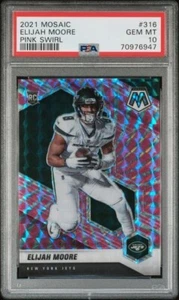 2021 Panini Mosaic Elijah Moore Prizm Pink Swirl Rookie Card RC /11 PSA 10 POP 2 - Picture 1 of 2