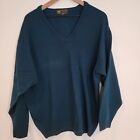 Vintage Brooks Brothers V Neck Lambs Wool Sweater Blue Mens L Made In England