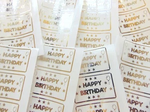 Pegatinas de Feliz Cumpleaños Lámina de Plata Brillante en Etiquetas Pegajosas Transparentes Tarjetas Artesanales - Imagen 1 de 1