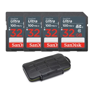 SanDisk 32GB Ultra SDHC UHS I Memory Card 4 Pack with Rugged Storage Case - Picture 1 of 6