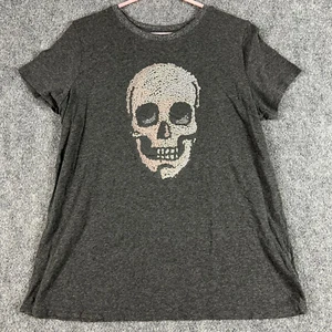 Torrid Top 0 Damen Super Soft Slub Jersey Kurzarm Grau Totenkopf Grafik - Bild 1 von 9