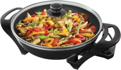 Quest Electric Wok & Lid Non Stick Rapid Heating, Temperature Control Black - Image 1 of 4