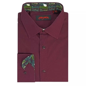 Men's $79 Jerry Garcia Modern-Fit Burgundy Dress Shirt L 16-16.5 34/35 NWT - Picture 1 of 1
