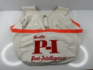 Rare Vintage Seattle Post-Intelligencer PI Newspaper Bag Paper Boy White USA - Picture 1 of 7