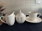 MIKASA Italian Countryside Creamer, Sugar Bowl with Lid and 2 Teacups And Saucer