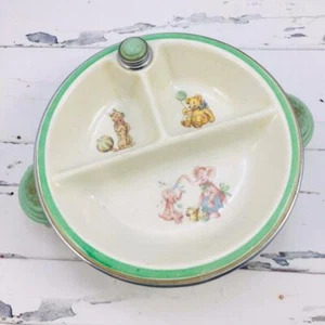 Vintage 40er Jahre Bartsch Chrom & Keramik Baby Müsli Fressnapf, Warmhalteschale - Bild 1 von 11