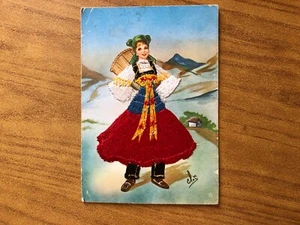 CARTOLINA COSTUME REGIONALE PIEMONTE ELSI CON RICAMO VIAGGIATA - Picture 1 of 2